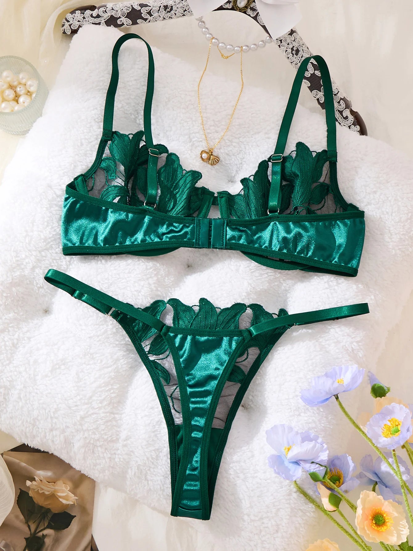 Green Lace Lingerie Set