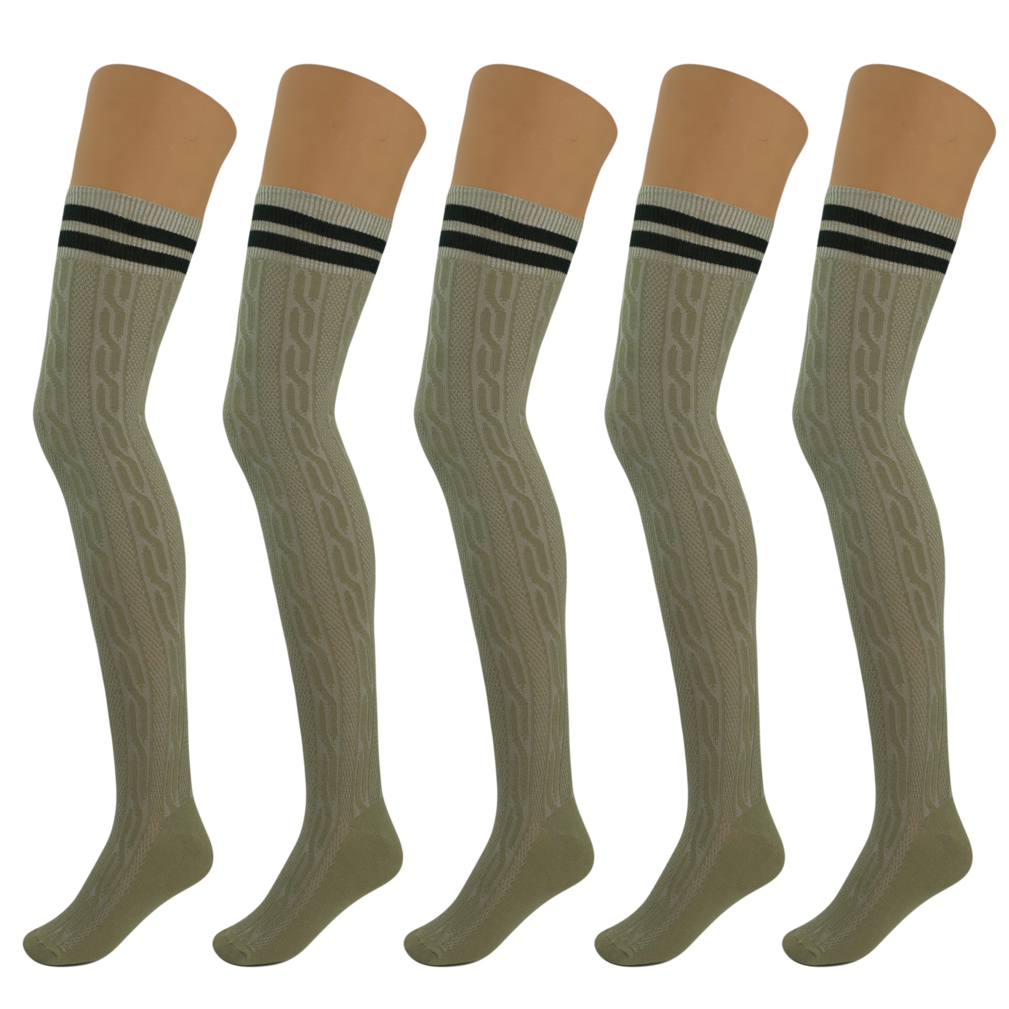 5 Pairs Over-the-Knee Thigh-High Cotton Socks for Women – Warm Boot Leg Warmers, Soft & Stretchy Knit Stockings