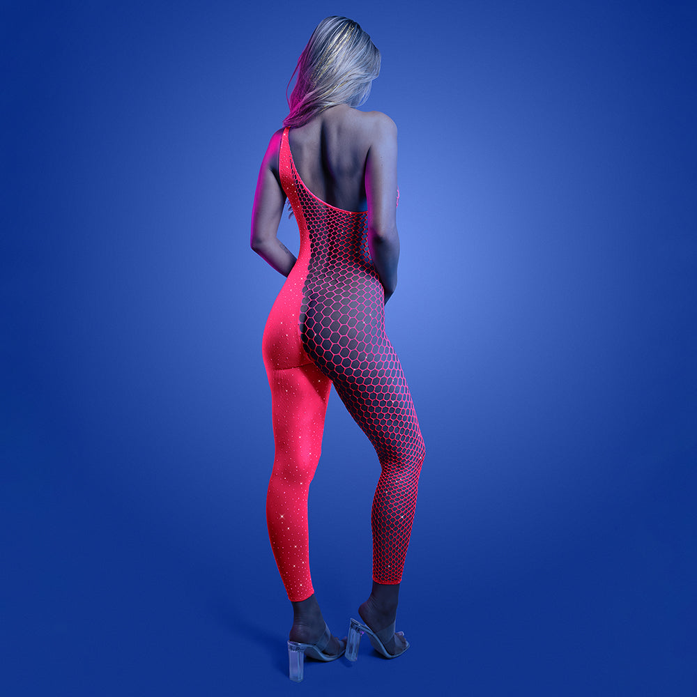Fantasy Lingerie Glow Hyperdrive UV Reactive Rhinestone Bodystocking O/S-2