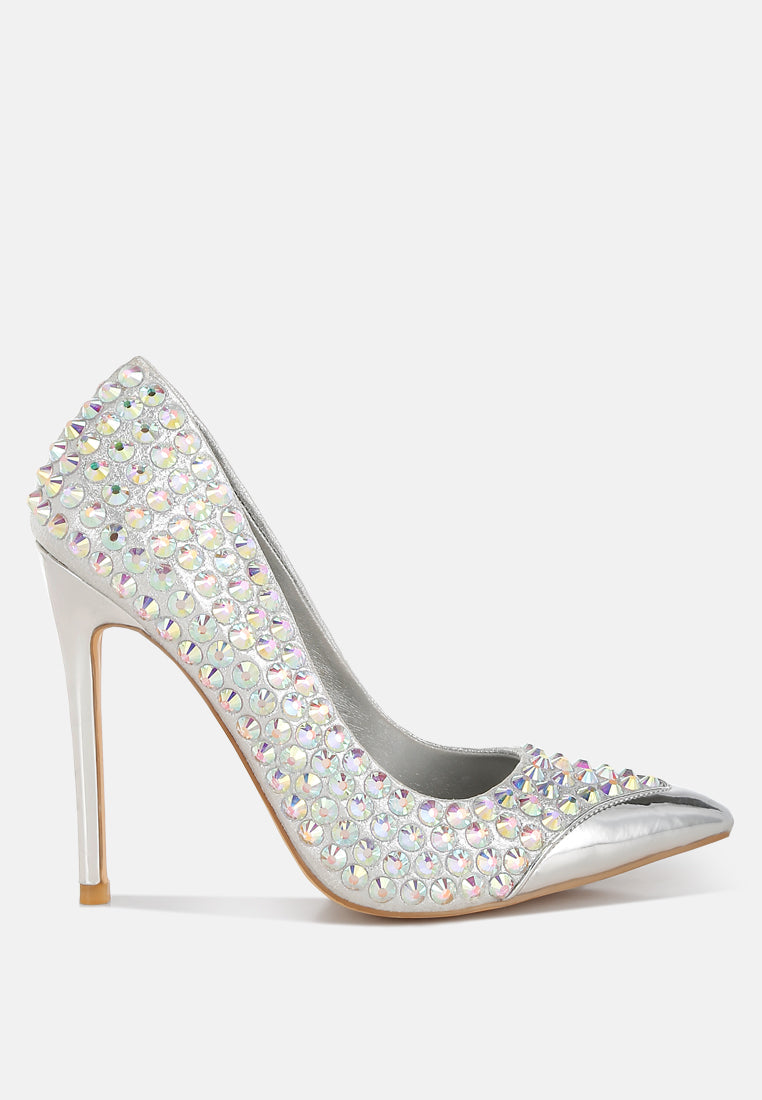 Super Fan Diamante Embellished Stiletto Pumps-0