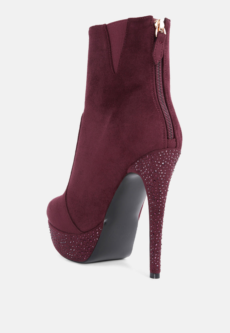 Espiree Microfiber High Heeled Ankle Boots