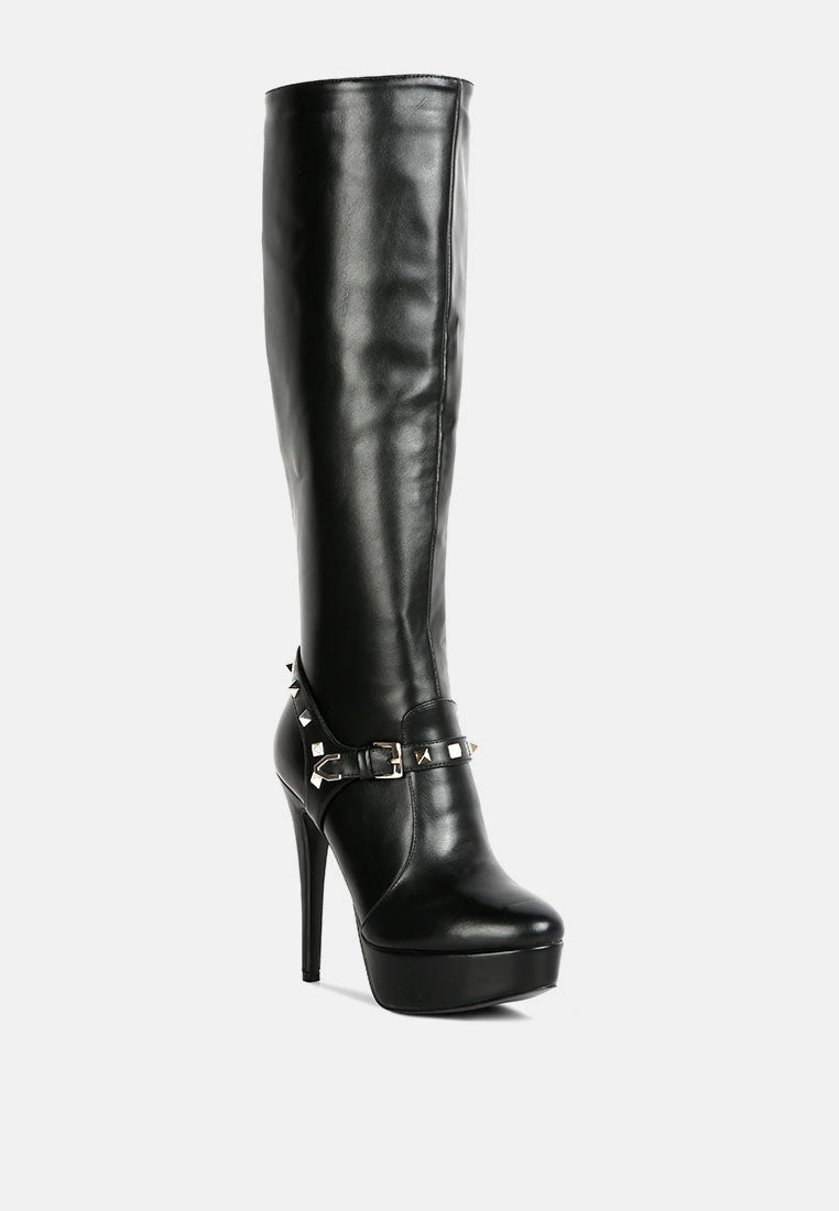 Nephele Studs Embellished Stiletto Calf Boots-1