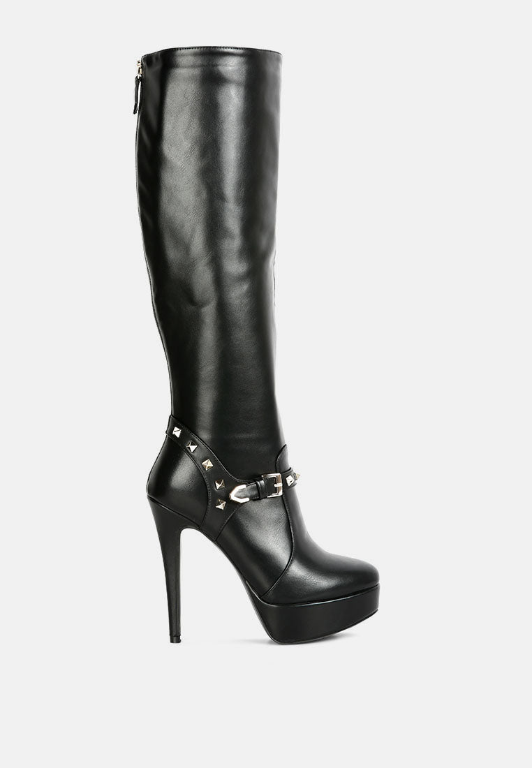 Nephele Studs Embellished Stiletto Calf Boots-0