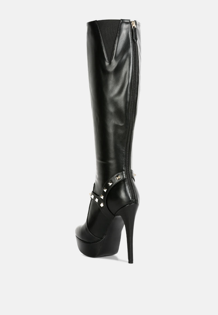 Nephele Studs Embellished Stiletto Calf Boots-2